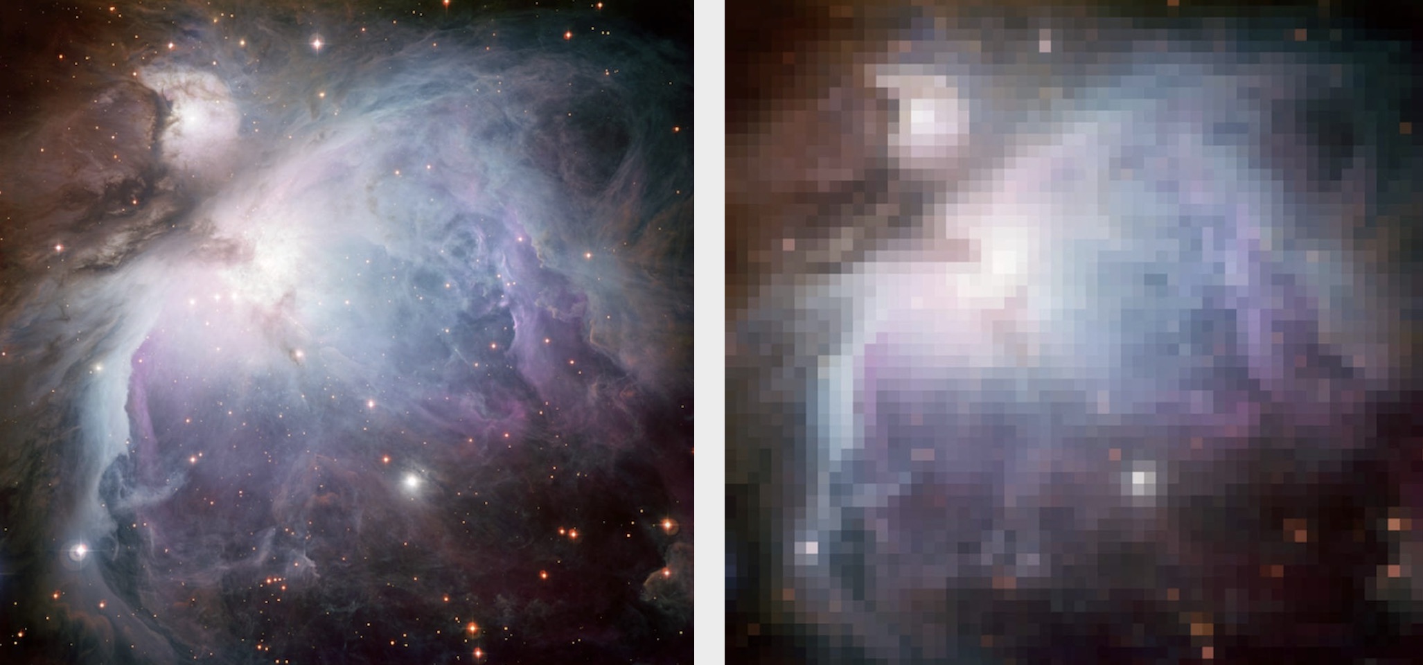 The Orion Nebula sampled at the resolution of LVM