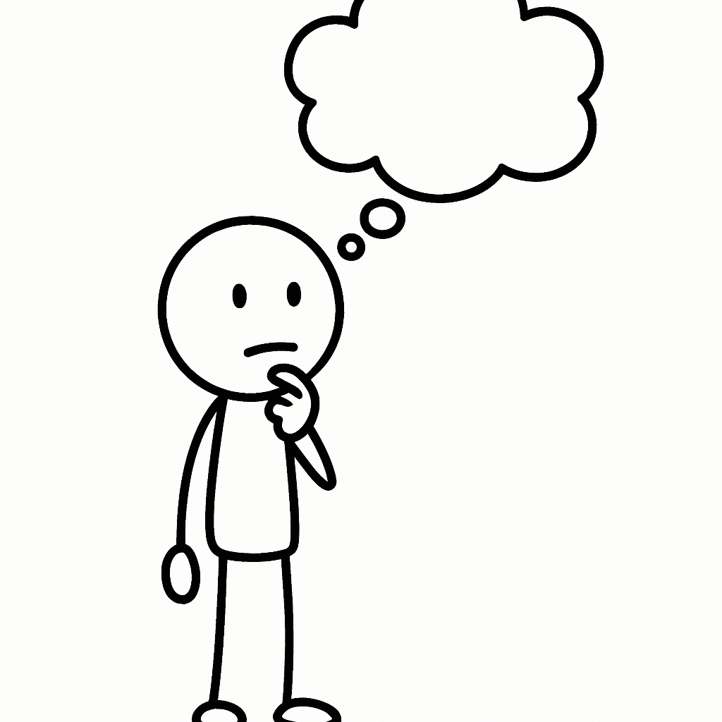 a figure thinking hard